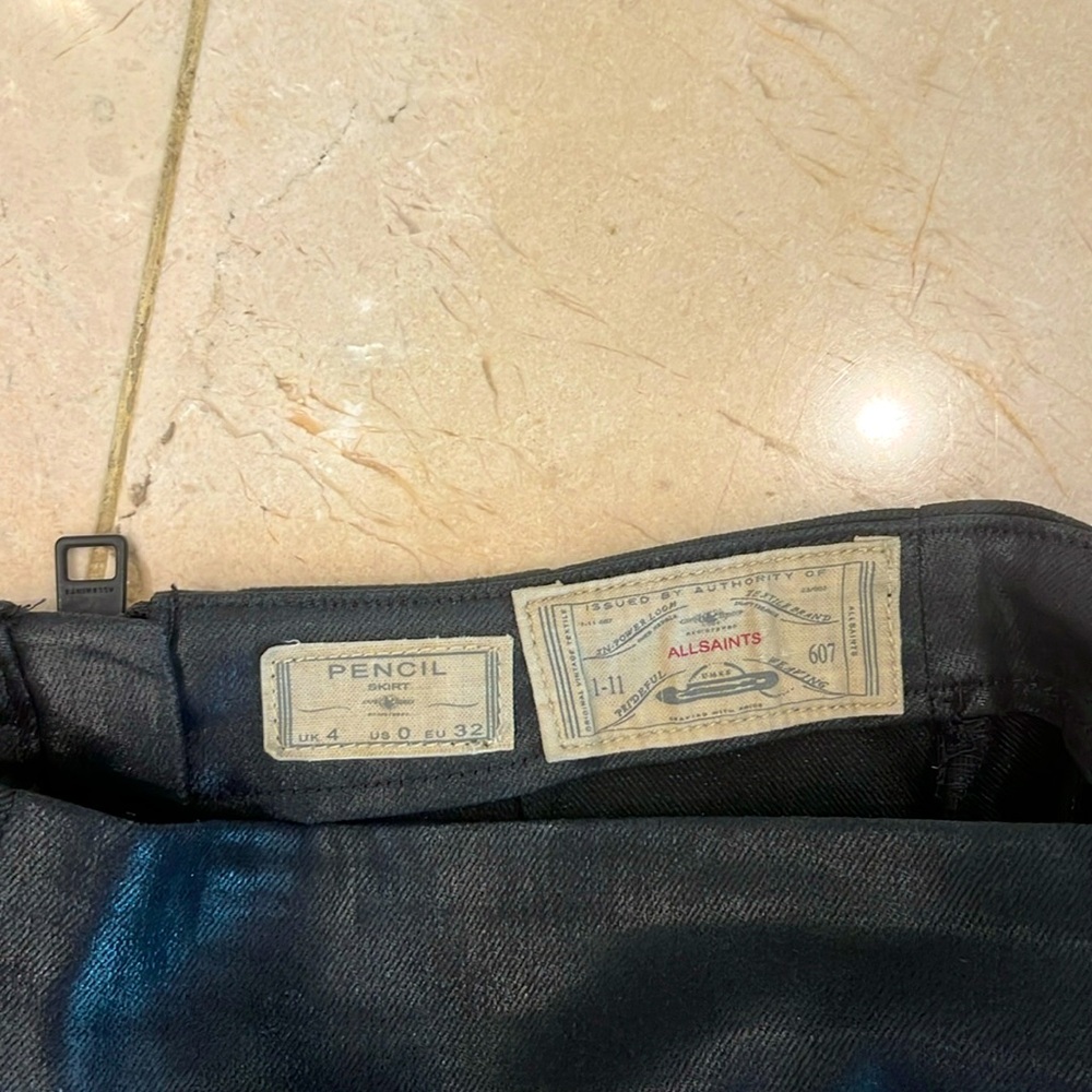 All saints high rise pencil skirt, full back zip